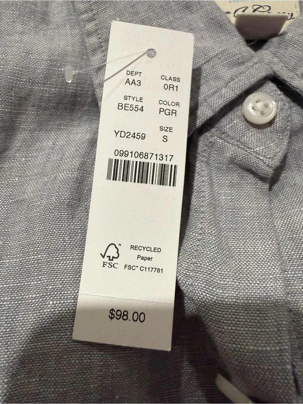 J. Crew Men’s Heather Gray Button-Down Shirt (NEW)
